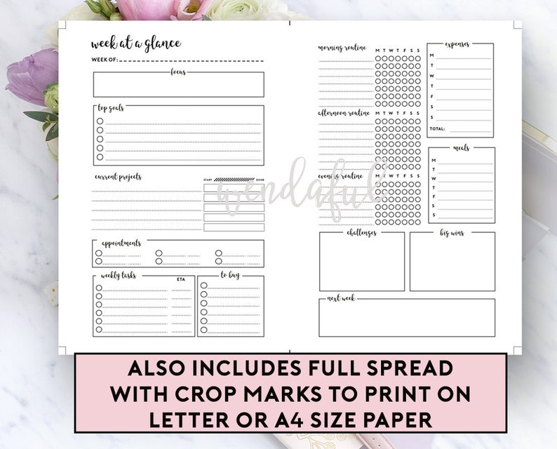 PERSONAL WIDE Size Ring Bound - Weekly Dashboard + Routine Planner - Etsy