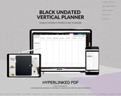 Undated Black Vertical Weekly Digital Planner (Sunday/Monday Start) | GoodNotes App, Noteshelf