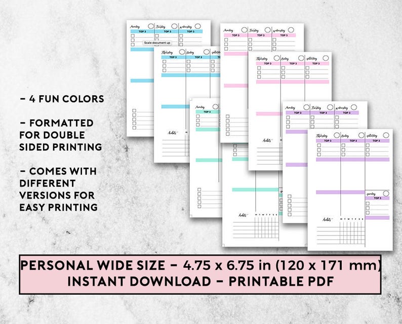 Personal Wide Size Ring Bound - Productive Week on Two Pages Planner - Etsy
