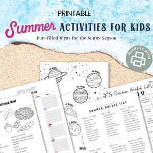 Summer Activities for Kids Printable Pack | 20+ Pages | Reading Trackers, Scavenger Hunts, Bucket Lists, Coloring Pages, Bingo & More