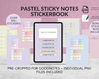 Digital Pastel Sticky Notes Planner Stickers for GoodNotes