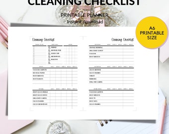 Printable A6 Size Cleaning Checklist | Instant Download