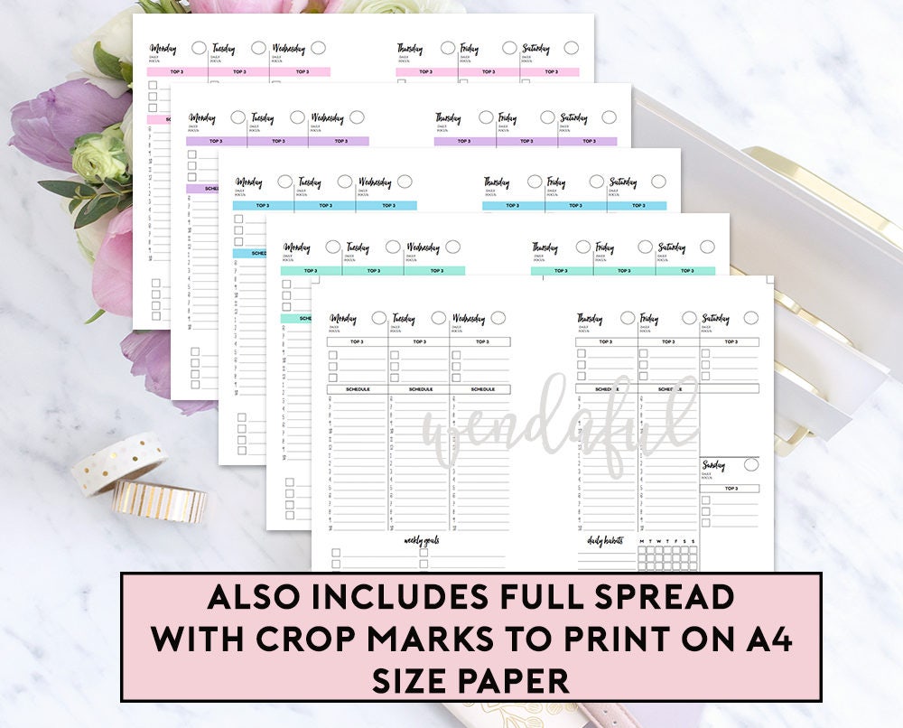 A5 Size Ring Bound - Productive Scheduled Week on Two Pages Planner - Etsy