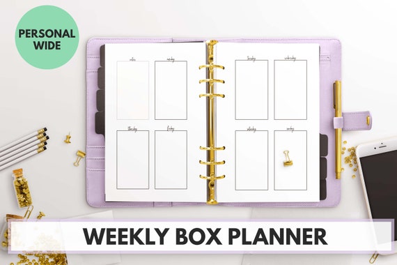 Personal Wide Size Ring Bound - Weekly Box Planner