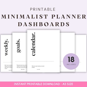 A5 Size Ring Bound -  Minimalist Dashboards Covers/Dividers Printable