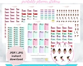 Printable Bundle Brown Girl Fitness Girls and Workout Flags Stickers (perfect for planners)