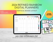 2024 Dated Vertical Refined Rainbow BOXED Digital Planner | GoodNotes, Noteshelf App | Multiple Covers Included!