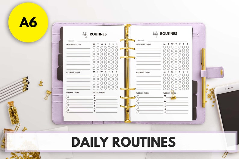 A6 Size Ring Bound Daily Routines Planner image 1