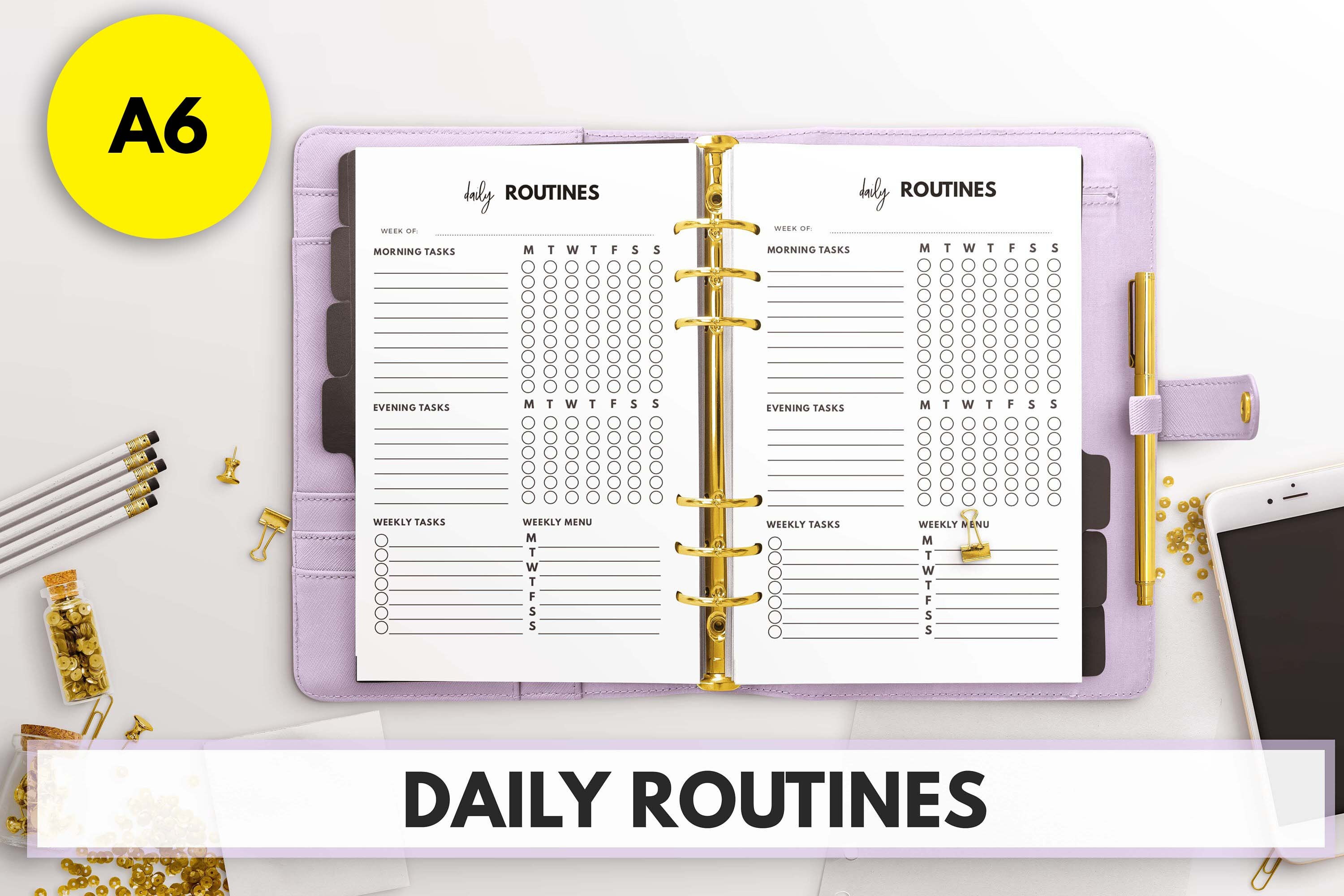 A6 Size Ring Bound - Daily Routines Planner - Etsy