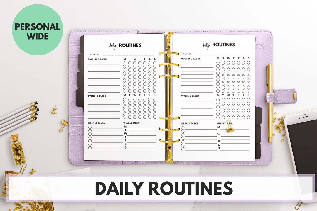 PERSONAL WIDE Size Ring Bound - Daily Routines Planner - Etsy