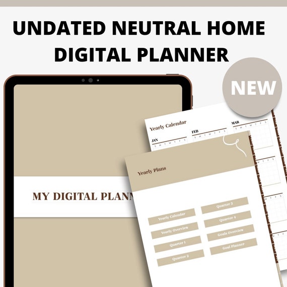 Undated Portrait Neutral Home Life Digital Planner (Sunday/Monday Start) | GoodNotes App