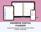 Undated Landscape Rainbow Digital Planner (Sunday/Monday Start) | GoodNotes App