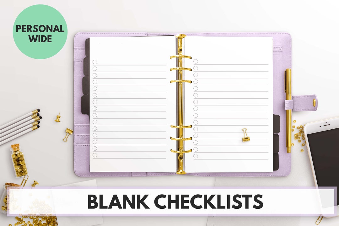 Personal Wide Size Ring Bound - Blank Checklist - Etsy