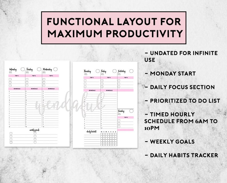 A5 Size Ring Bound - Productive Scheduled Week on Two Pages Planner - Etsy