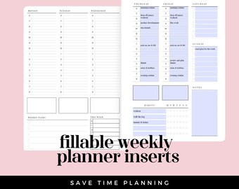 Time-Saver Weekly Schedule Planner - Editable & Printable - Fillable Fields  - Instant Download