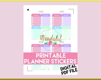 Item #0067 PRINTABLE Pastel Scalloped To Do Heart Checklist with Dashed Lines Box Stickers for Erin Condren Planners