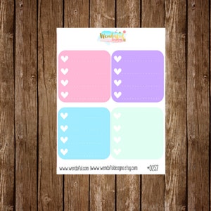 Item 0257 PRINTABLE Horizontal Pastel Heart Checklist with Dashed Lines Box Stickers for Erin Condren Planners image 2