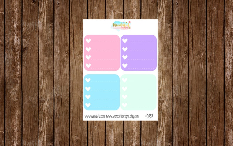 Item 0257 PRINTABLE Horizontal Pastel Heart Checklist with Dashed Lines Box Stickers for Erin Condren Planners image 2