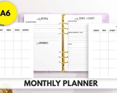 A6 Size Ring Bound - UNDATED Monthly Planner (4 PAGES) v.2