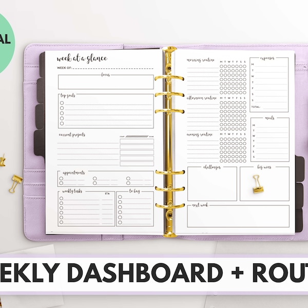 PERSONAL WIDE Size Ring Bound -  Weekly Dashboard + Routine Planner