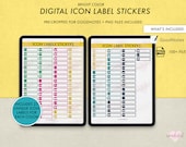 Digital Bright Icon Label Planner Stickers for GoodNotes