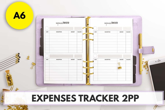 A6 Size Ring Bound -  Expenses Tracker 2 Per Page