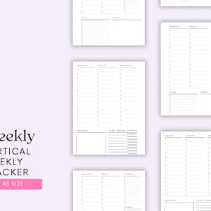 A5 Size Ring Bound - Weekly Vertical + Tracker Planner Printable - Etsy