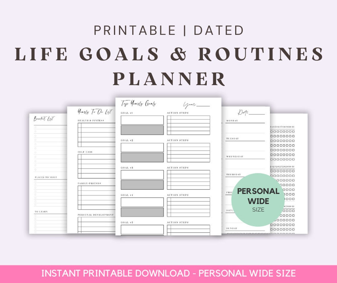 Personal Wide Size Ring Bound - Goals, Bucket List, Ideal Routine ...