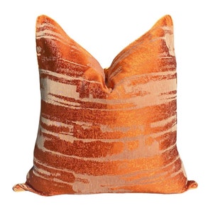 Orange Tide Pillow Cover, Jacquard Pillow Cover, 22x22