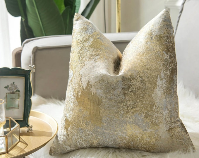 Gold and Silver Metallic Pillow Cover, Silver & Gold Pillow Cover 22x22