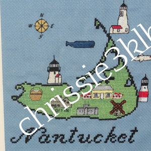Nantucket Points of Interest Map Cross Stitch Kit