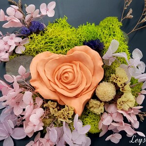 Moldes de jabón de silicona con forma de corazón y flor de rosa 3D con 7 cavidades, hechos a mano, Rose Love (bandeja de 7 barras)