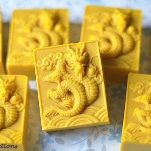 Moldes de silicona para jabón con forma de dragón, hechos a mano, bandeja de 9 barras de dragón