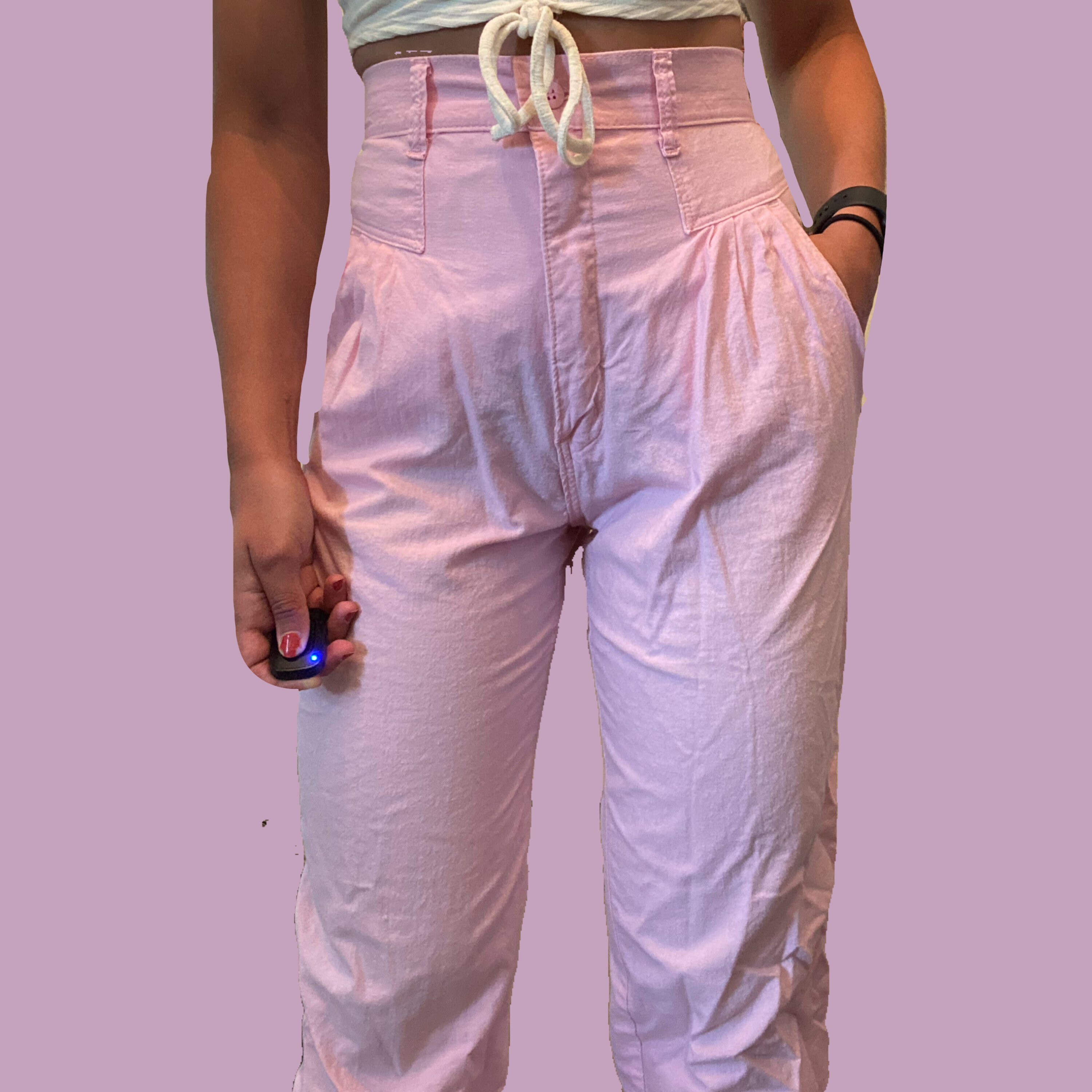 High Waist Pink Linen Pants 24 Inch Waist Zipper Fly Etsy UK