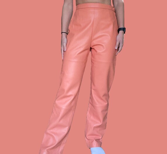 Clementine Orange Leather Pants Size 6 
