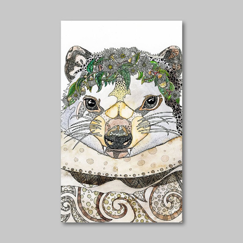 Collectable Australiana Gift Australian Animal and Flower Art Watercolour Fridge Magnets Tasmanian Devil with Blue Gum Magnet