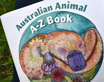 Australian Animal A-Z Book - Non-Fiction Animal Fact Book for Children and Adults - Arty Australiana Gift for Newborn