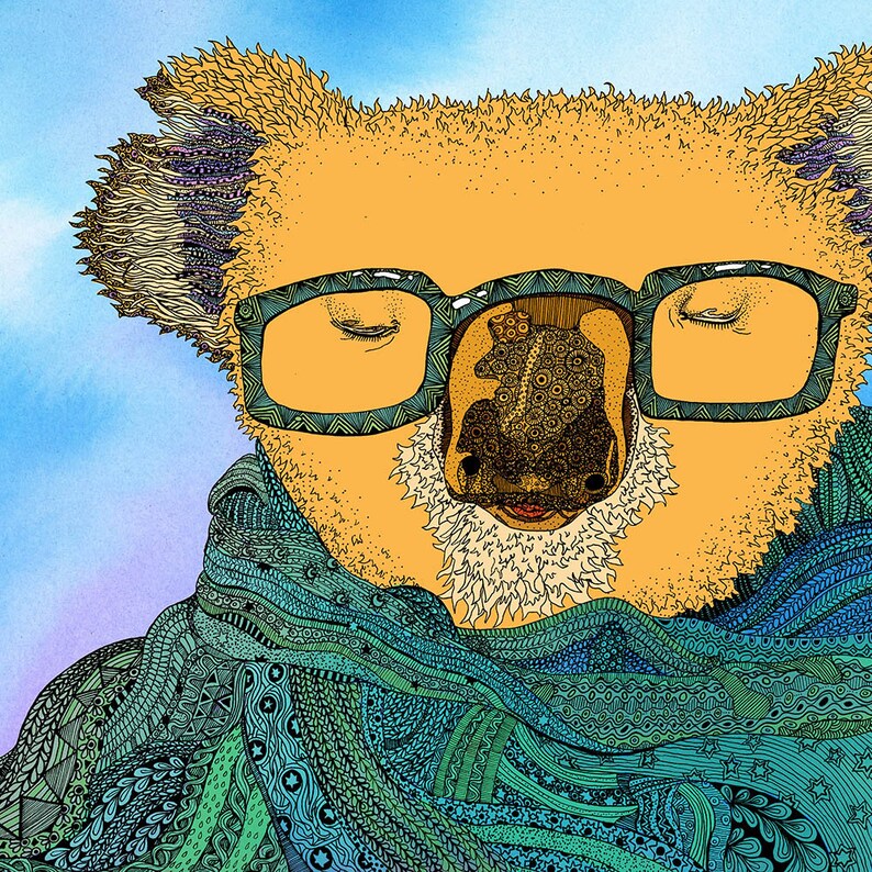 Sleepy Koala Print Australian Native Animal Wall Art Etsy Australia