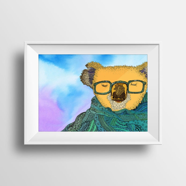 Sleepy Koala Print Australian Native Animal Wall Art Etsy Australia