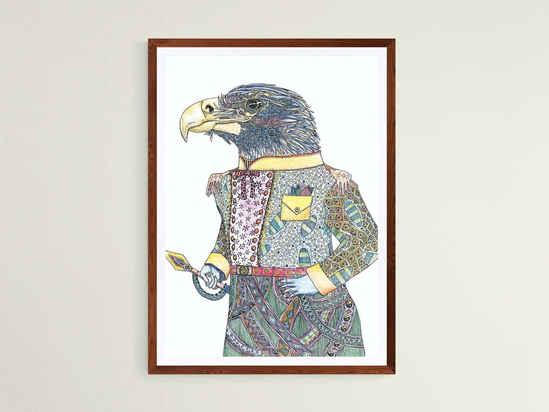 Wedge-tailed Eagle in Suit Art Print - Anthropomorphic Australian ...