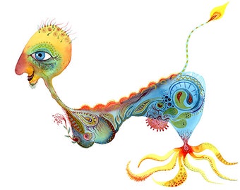 Surreal Creature Art Print – Limited Edition Watercolour Artwork