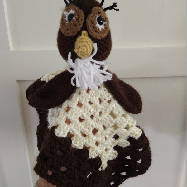 Owl Crocheted Lovie - Hand made plush, perfect for babies and baby shower!