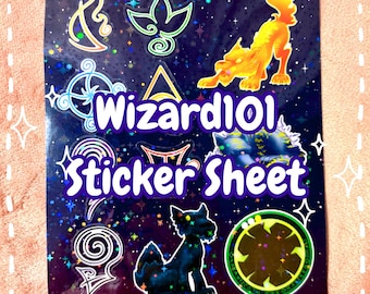 Holographic Wizard101 Gaming Sticker Sheet Handmade