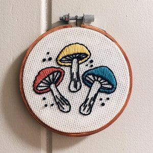 Mushroom Embroidery Cross Stitch Boho Cottagecore Decor image 1