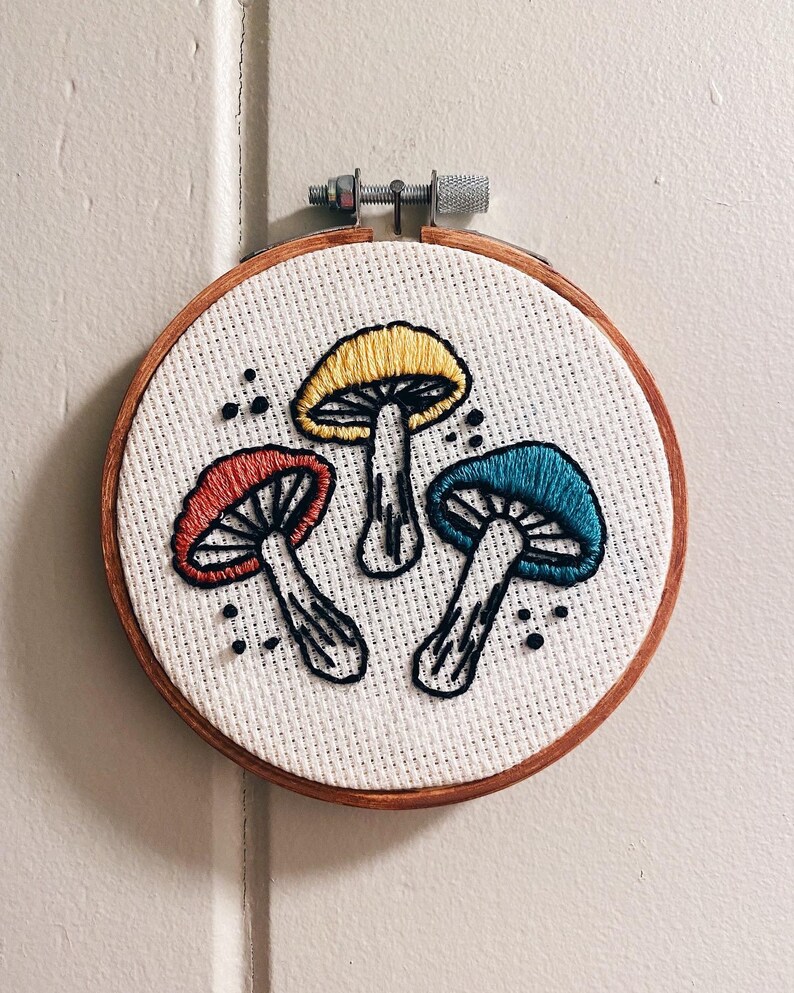 Mushroom Embroidery Cross Stitch Boho Cottagecore Decor image 1