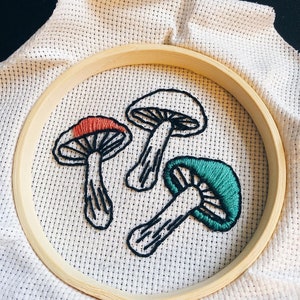 Mushroom Embroidery Cross Stitch Boho Cottagecore Decor image 2