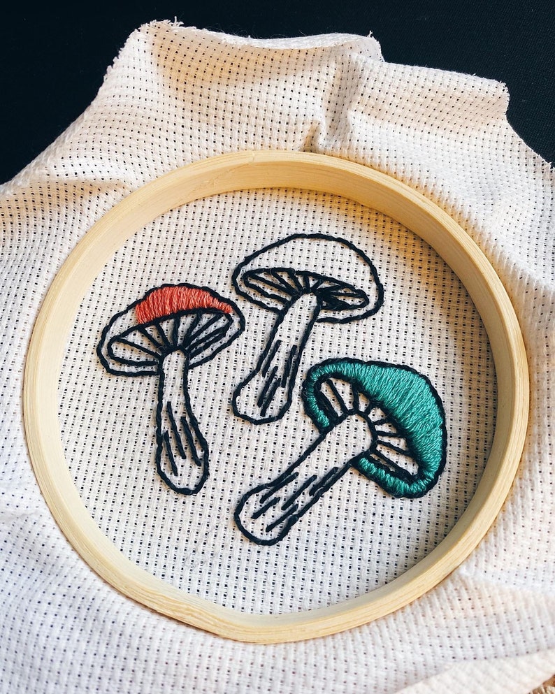 Mushroom Embroidery Cross Stitch Boho Cottagecore Decor image 2