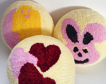 Sugar Cookie Tufted Pillows | Easter Home Decor | Valentine’s Day Homemade Gift | Pink Bunny Rabbit | Heart Pillow | Tiny Chick Pillow