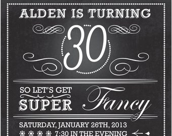 Chalkboard Birthday Invitation (Digital File)