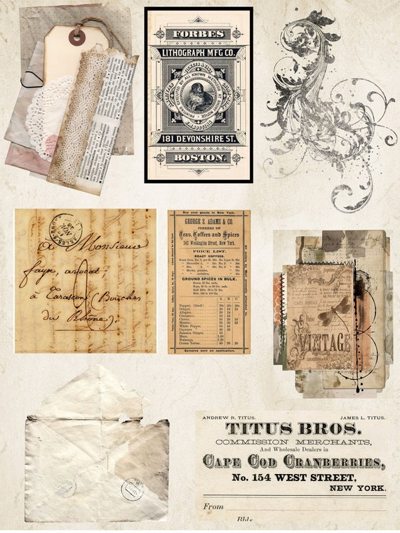 Junk journal. Stickers, Ephemera, Vintage Aesthetic. NIP FREE